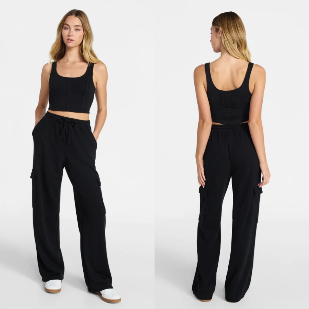 Conjunto de 2 Piezas Top Bustier y Pantalón Cargo