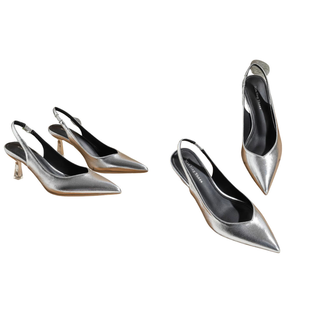 Zapatos de tacón elegantes de punta fina sin cordones