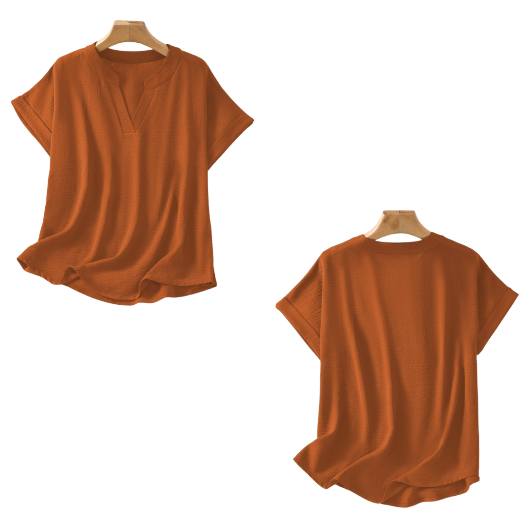 Blusa lisa con cuello en V