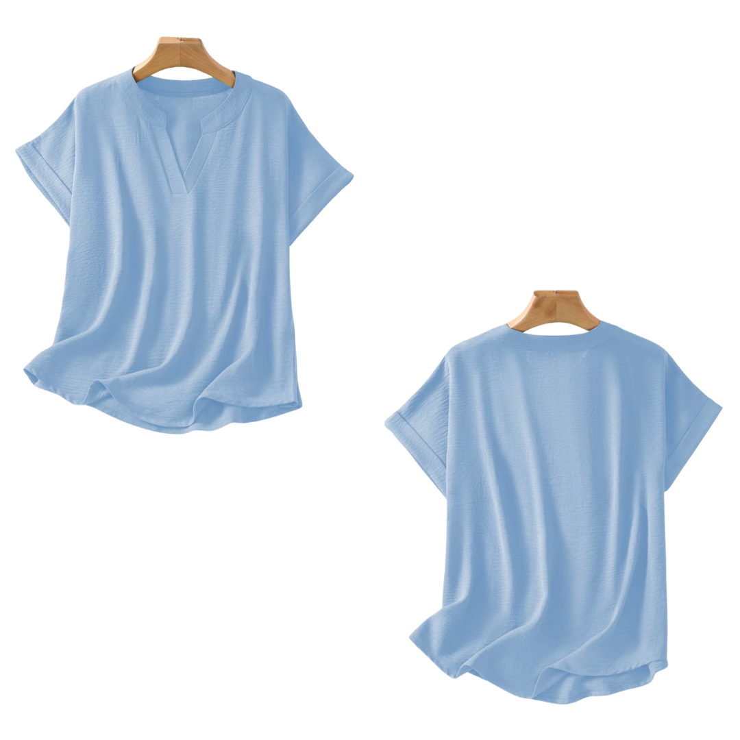 Blusa lisa con cuello en V