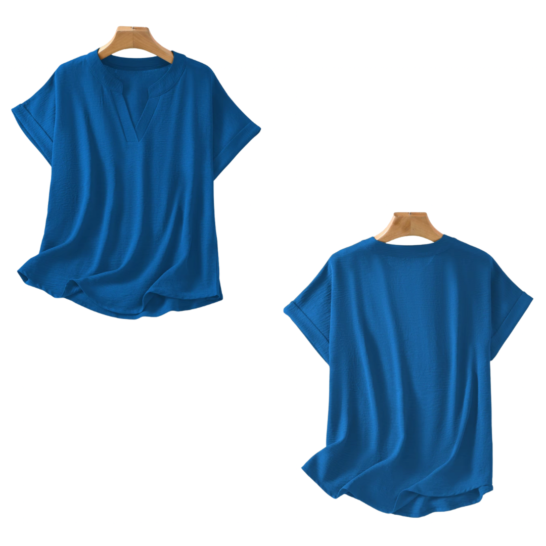 Blusa lisa con cuello en V