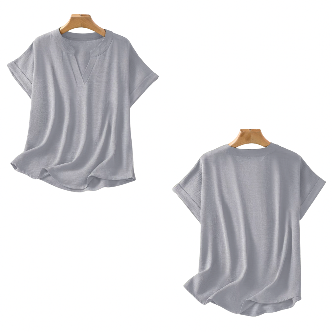 Blusa lisa con cuello en V