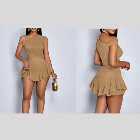 Conjunto de dos piezas para mujer, camiseta y falda