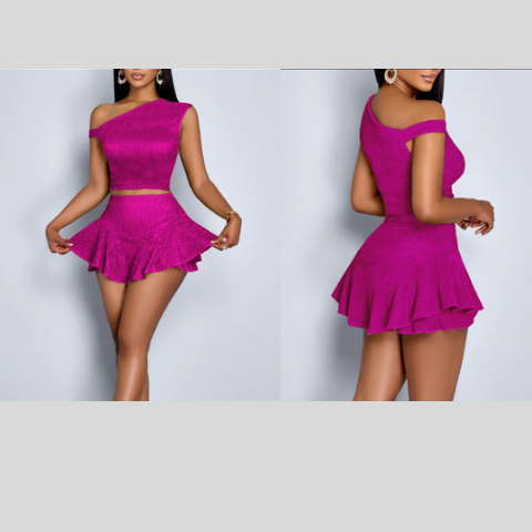 Conjunto de dos piezas para mujer, camiseta y falda