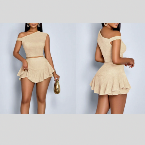 Conjunto de dos piezas para mujer, camiseta y falda