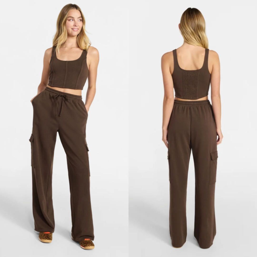 Conjunto de 2 Piezas Top Bustier y Pantalón Cargo