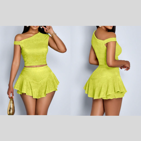 Conjunto de dos piezas para mujer, camiseta y falda