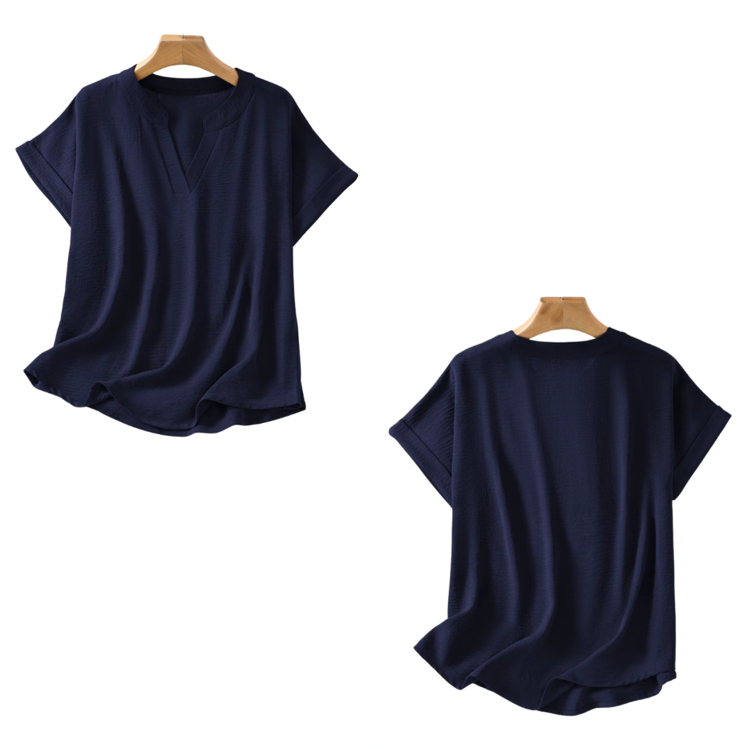 Blusa lisa con cuello en V