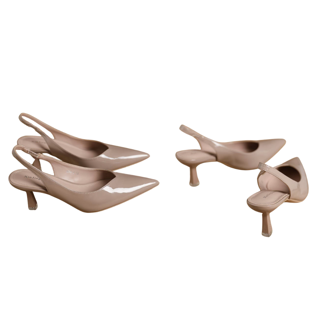 Zapatos de tacón elegantes de punta fina sin cordones