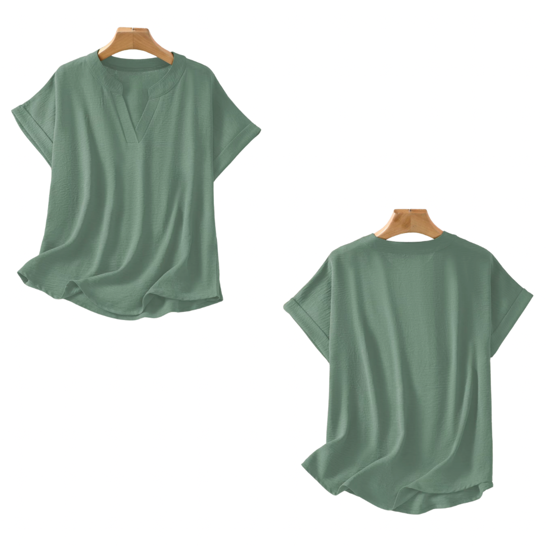 Blusa lisa con cuello en V