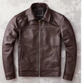 Chaqueta de cuero genuino para hombre, ropa ajustada