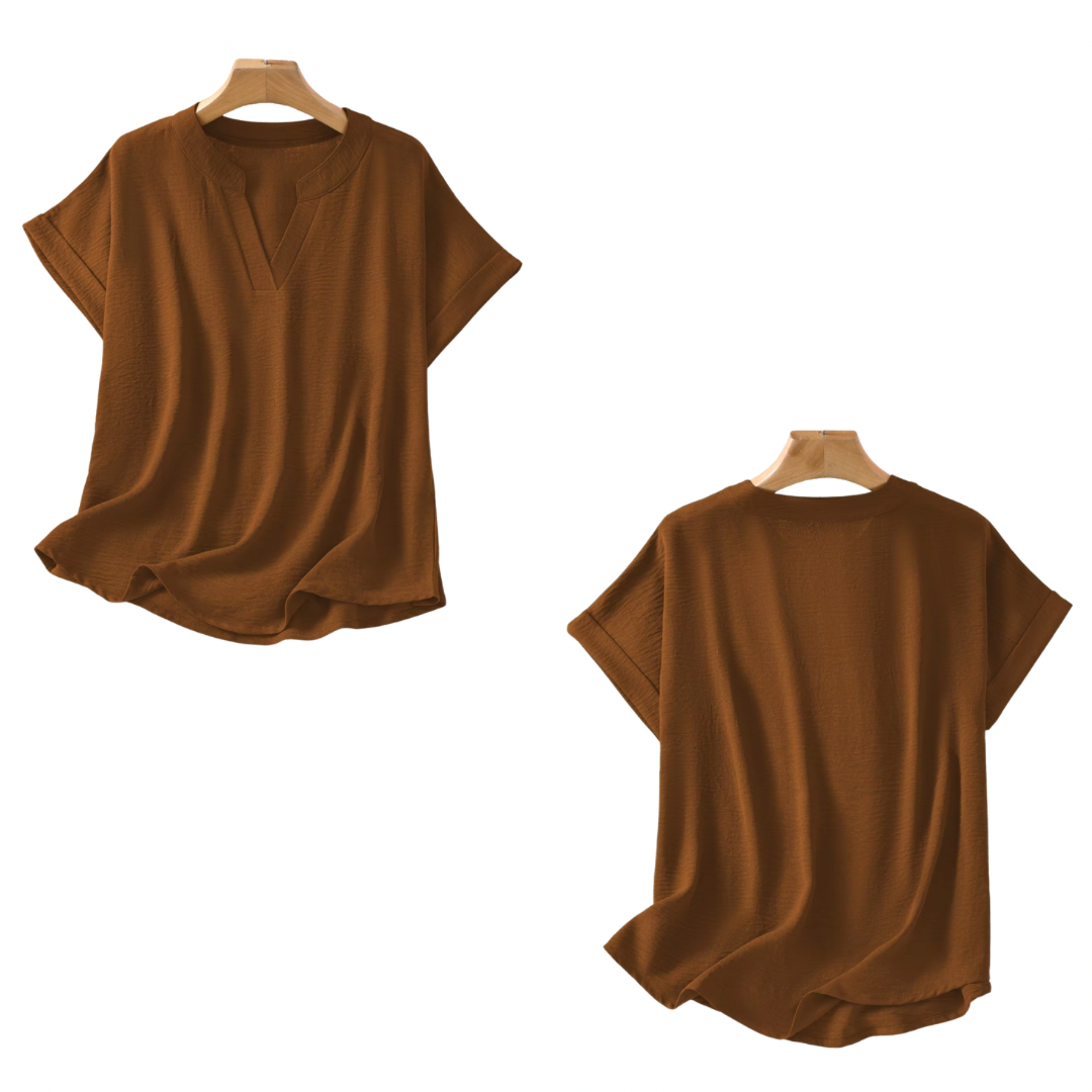 Blusa lisa con cuello en V