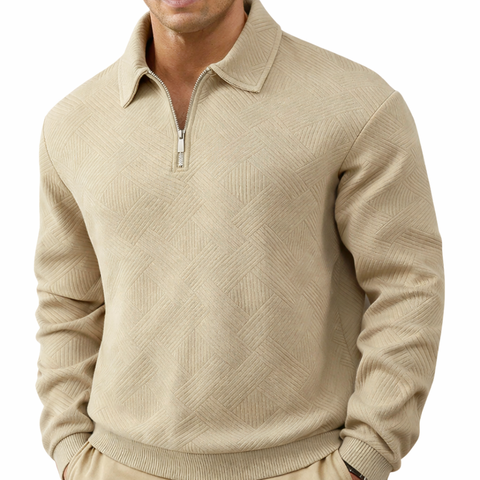 Jersey casual para hombre con cuello y cremallera