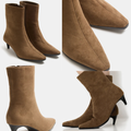 Botas puntiagudas de ante sintético con tacón pequeño