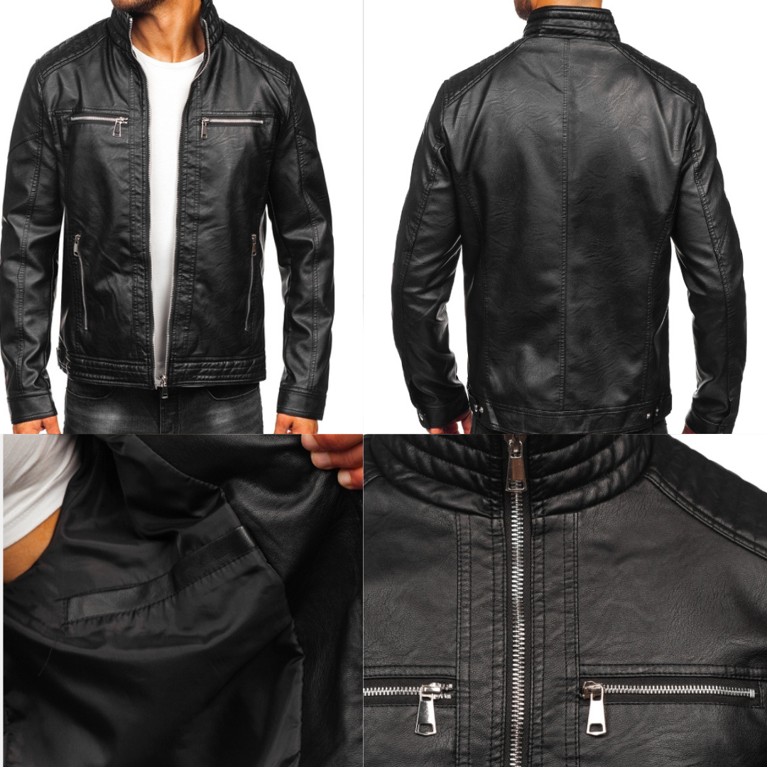 Chaqueta de cuero de hombre Negra