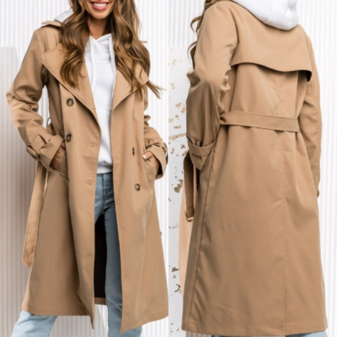 Abrigo largo de mujer beige