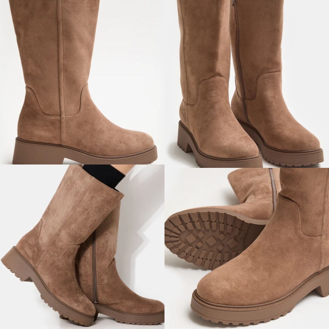 Botas de media caña de ante sintético con suela dentada