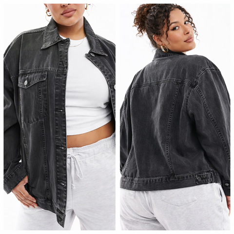 Chaqueta vaquera extragrande con lavado medio estilo años 90