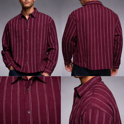 Camisa a rayas de corte cuadrado extragrande