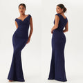 Goddiva Vestido largo con pliegues Bardot