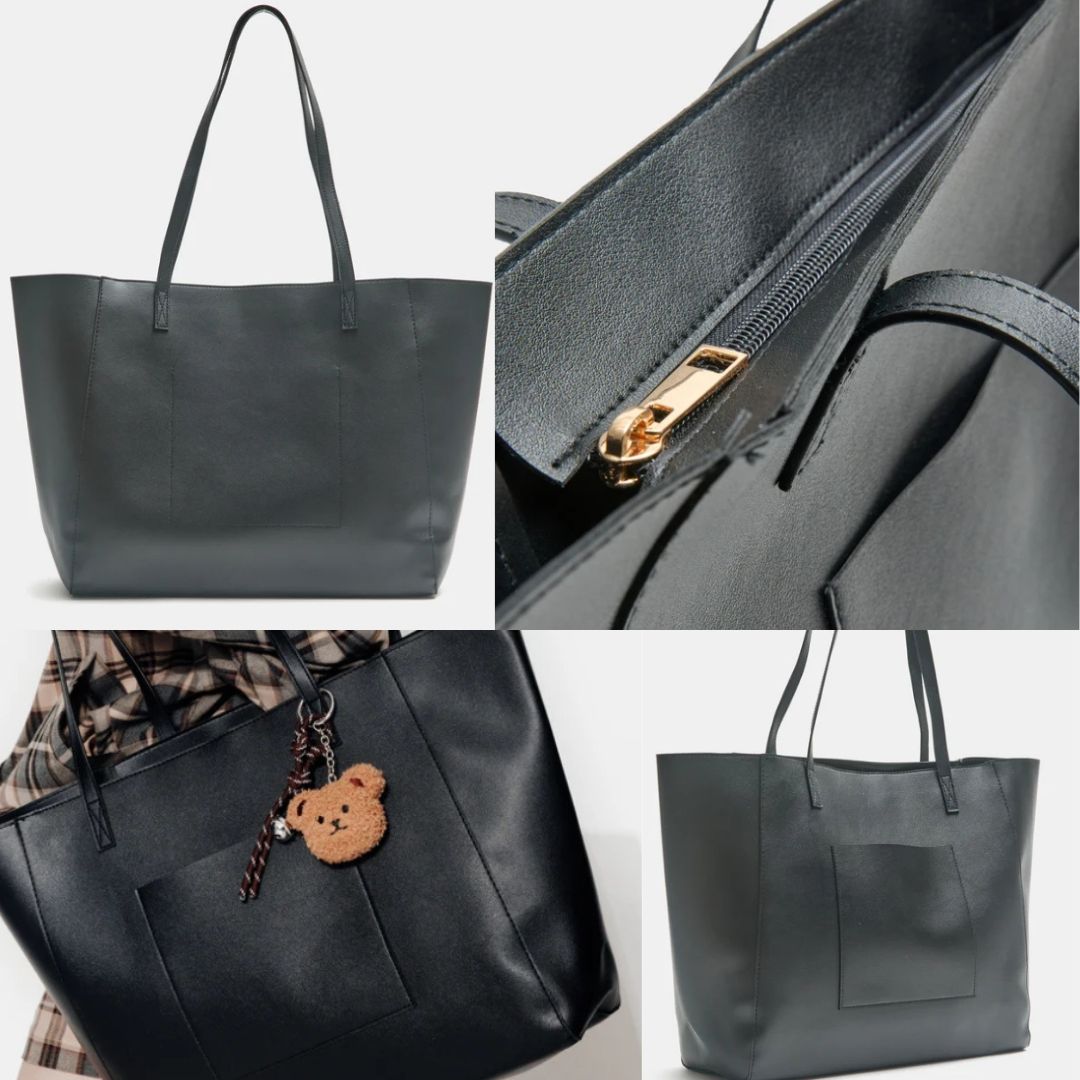 Bolso grande con bolsillo y asas