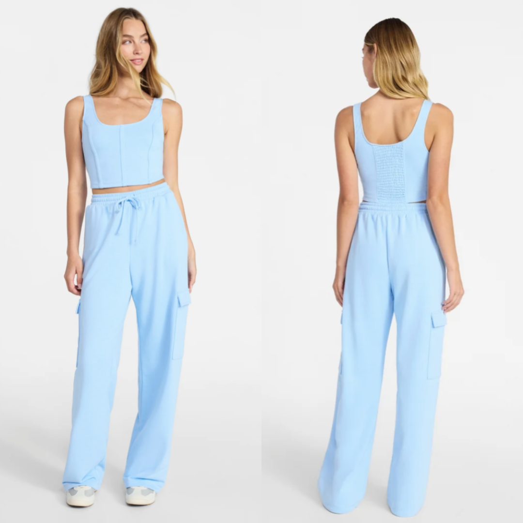 Conjunto de 2 Piezas Top Bustier y Pantalón Cargo