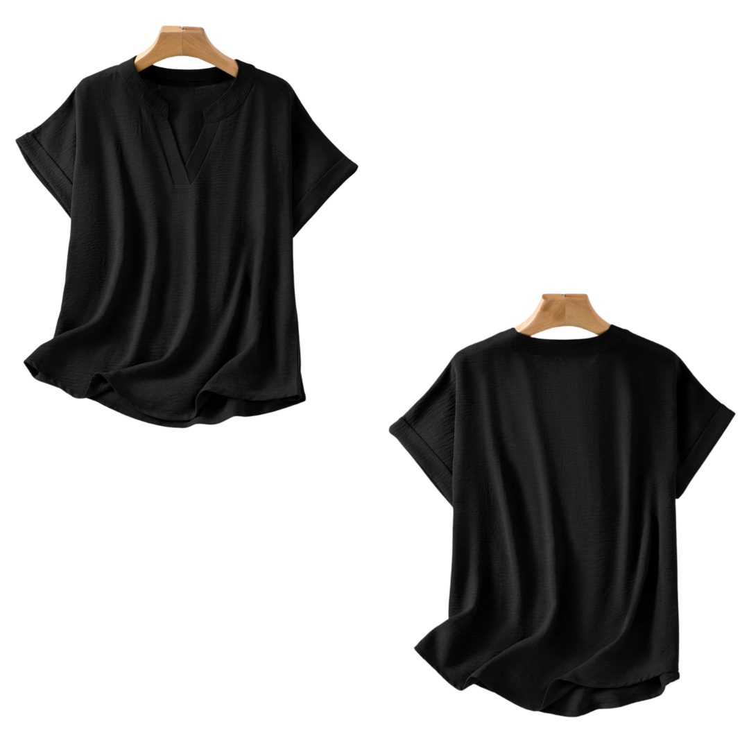 Blusa lisa con cuello en V