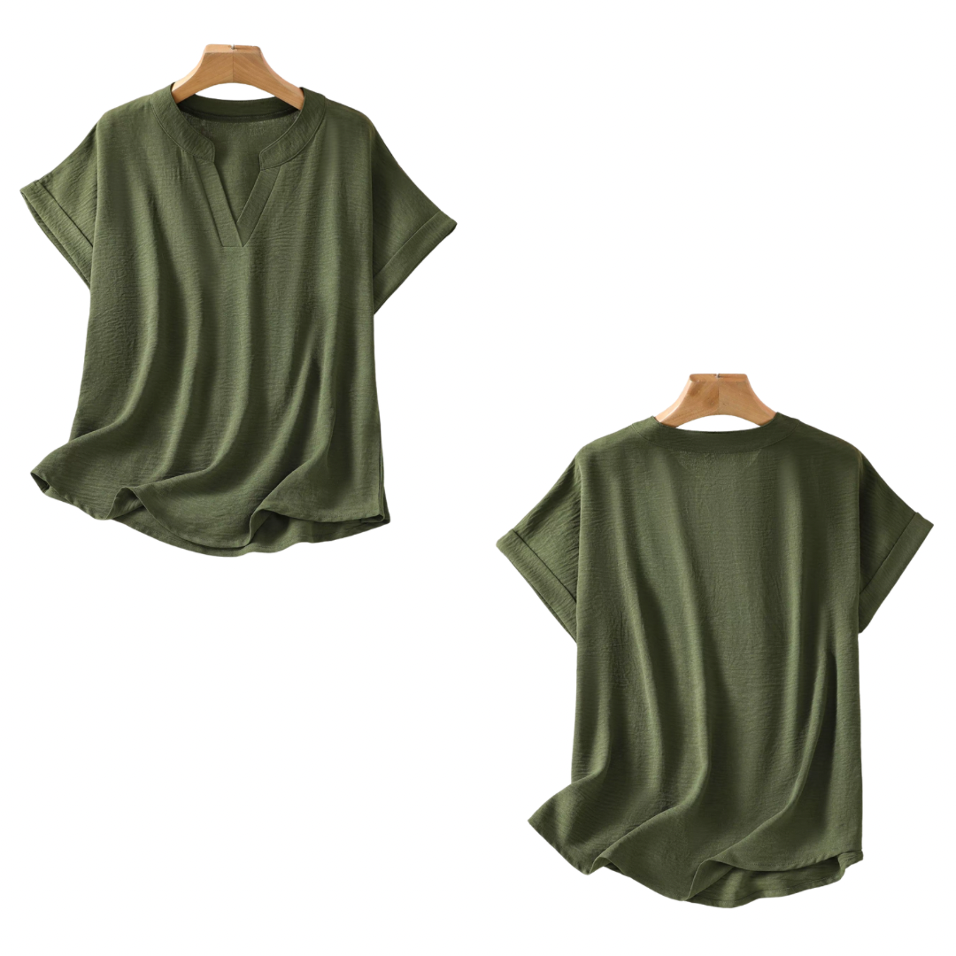 Blusa lisa con cuello en V