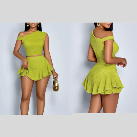 Conjunto de dos piezas para mujer, camiseta y falda