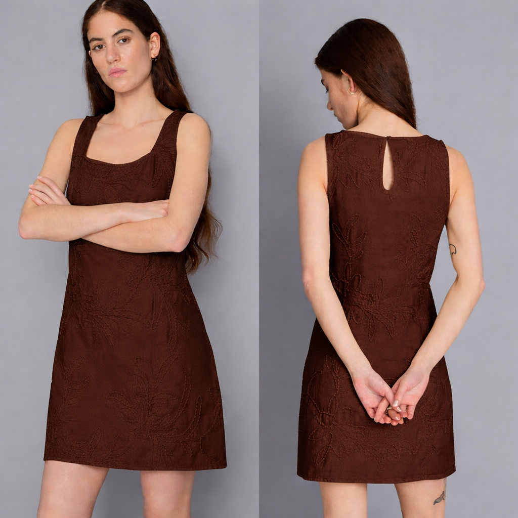 Minivestido de mezclilla de algodón bordado
