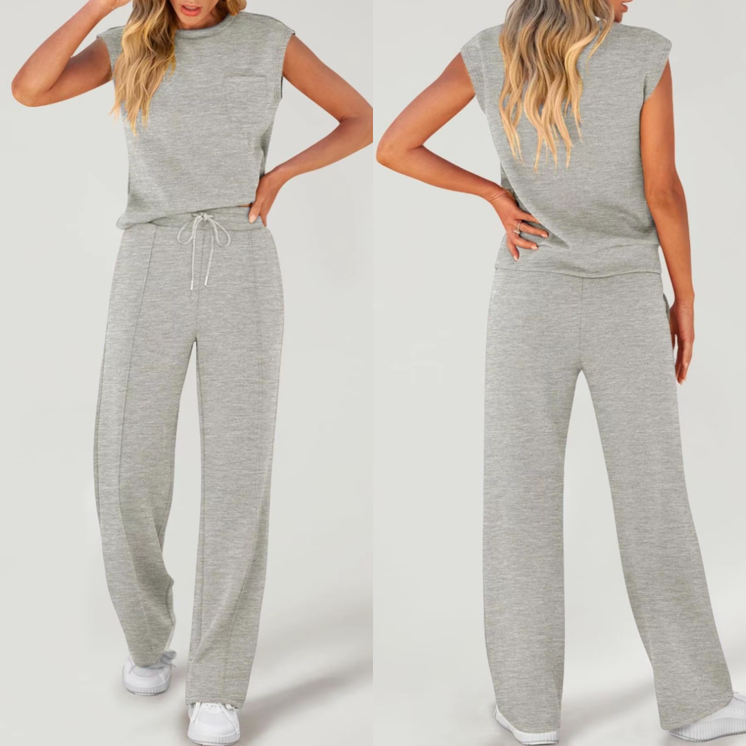 Conjunto de dos piezas: camiseta sin mangas y pantalón ajustable