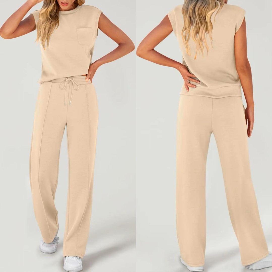 Conjunto de dos piezas: camiseta sin mangas y pantalón ajustable