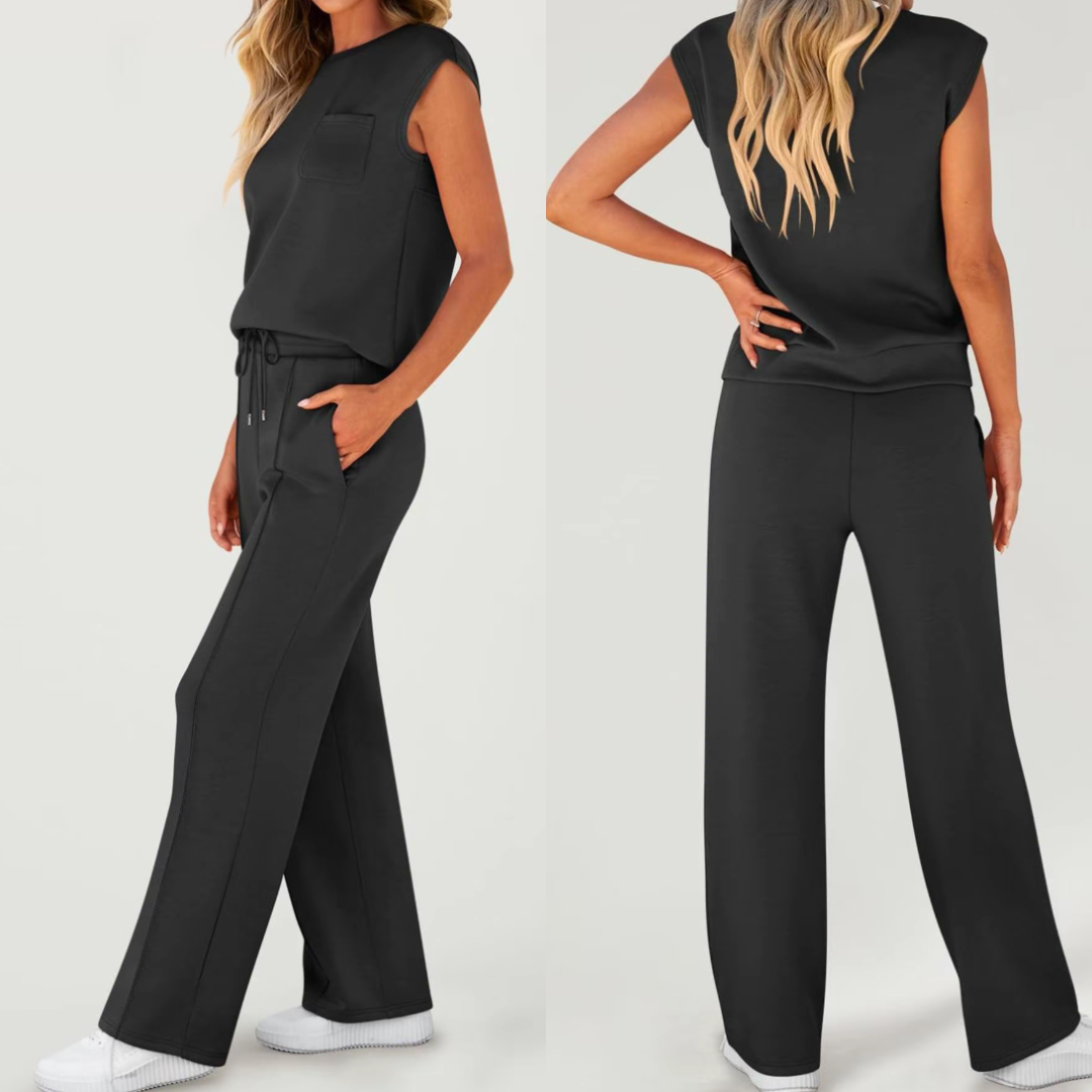 Conjunto de dos piezas: camiseta sin mangas y pantalón ajustable