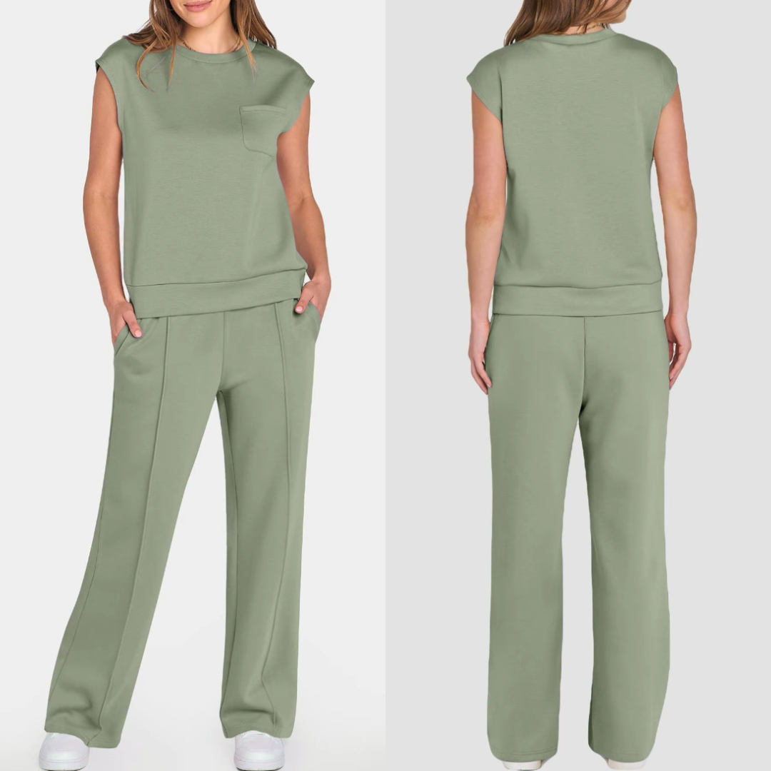 Conjunto de dos piezas: camiseta sin mangas y pantalón ajustable
