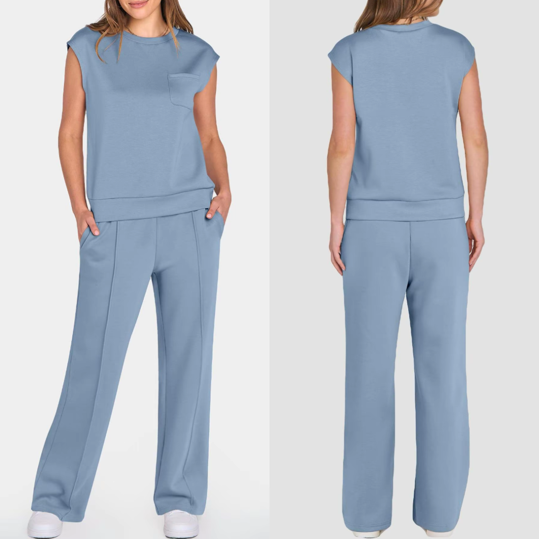 Conjunto de dos piezas: camiseta sin mangas y pantalón ajustable