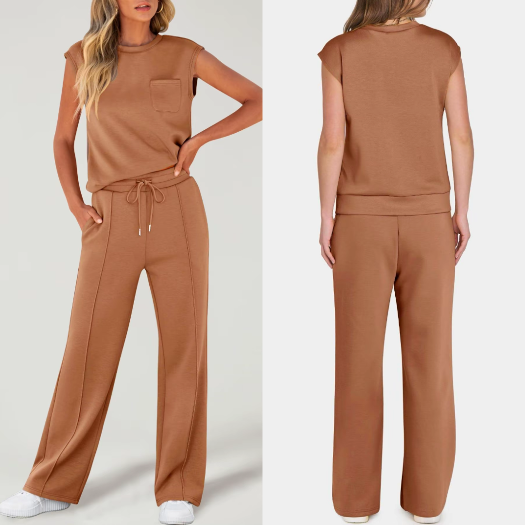 Conjunto de dos piezas: camiseta sin mangas y pantalón ajustable