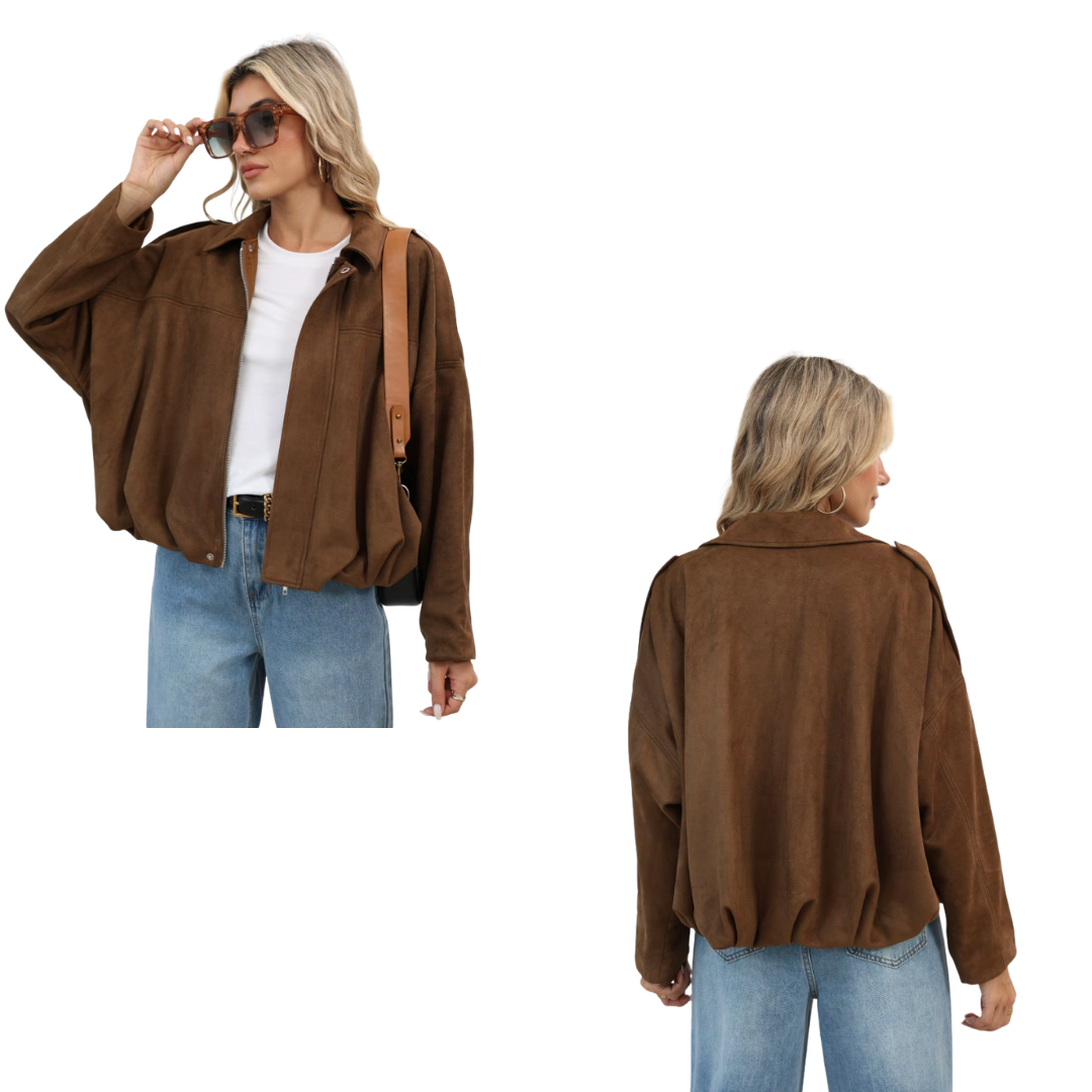 Chaqueta corta militar holgada de mujer
