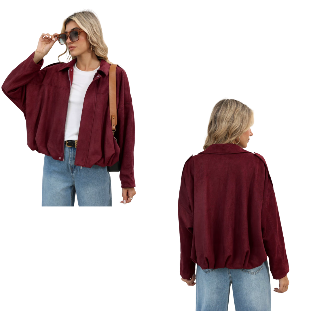 Chaqueta corta militar holgada de mujer