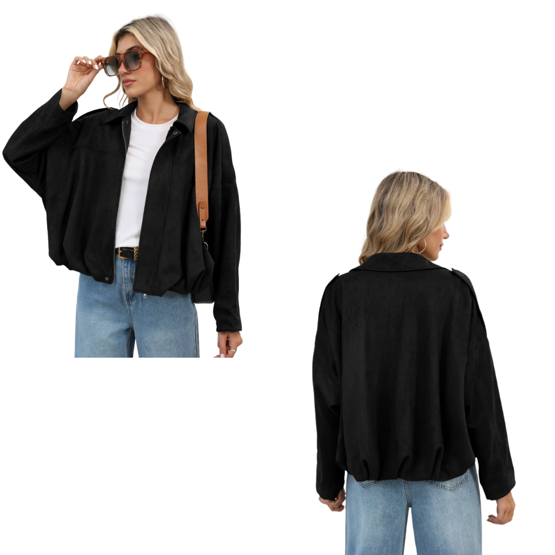Chaqueta corta militar holgada de mujer