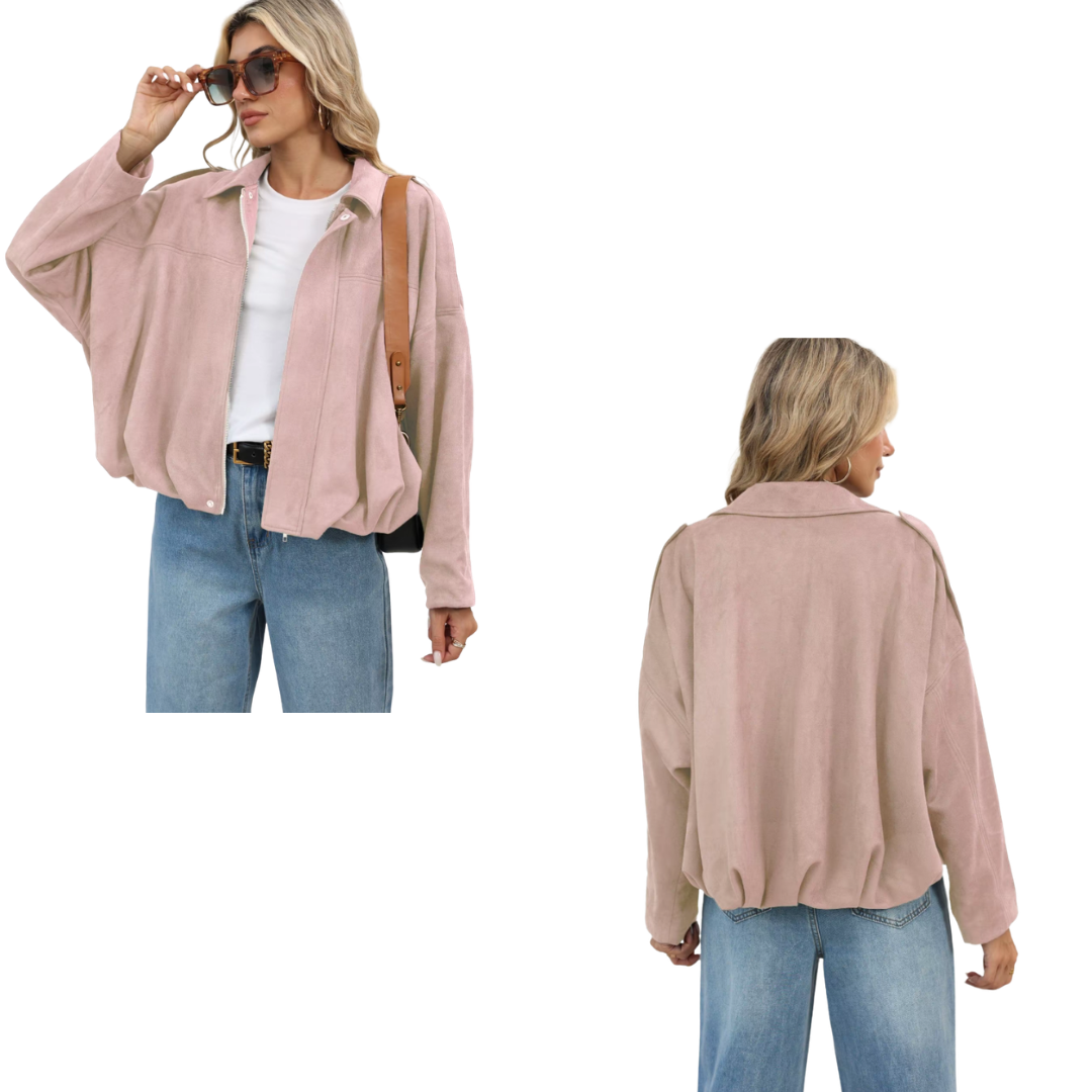 Chaqueta corta militar holgada de mujer