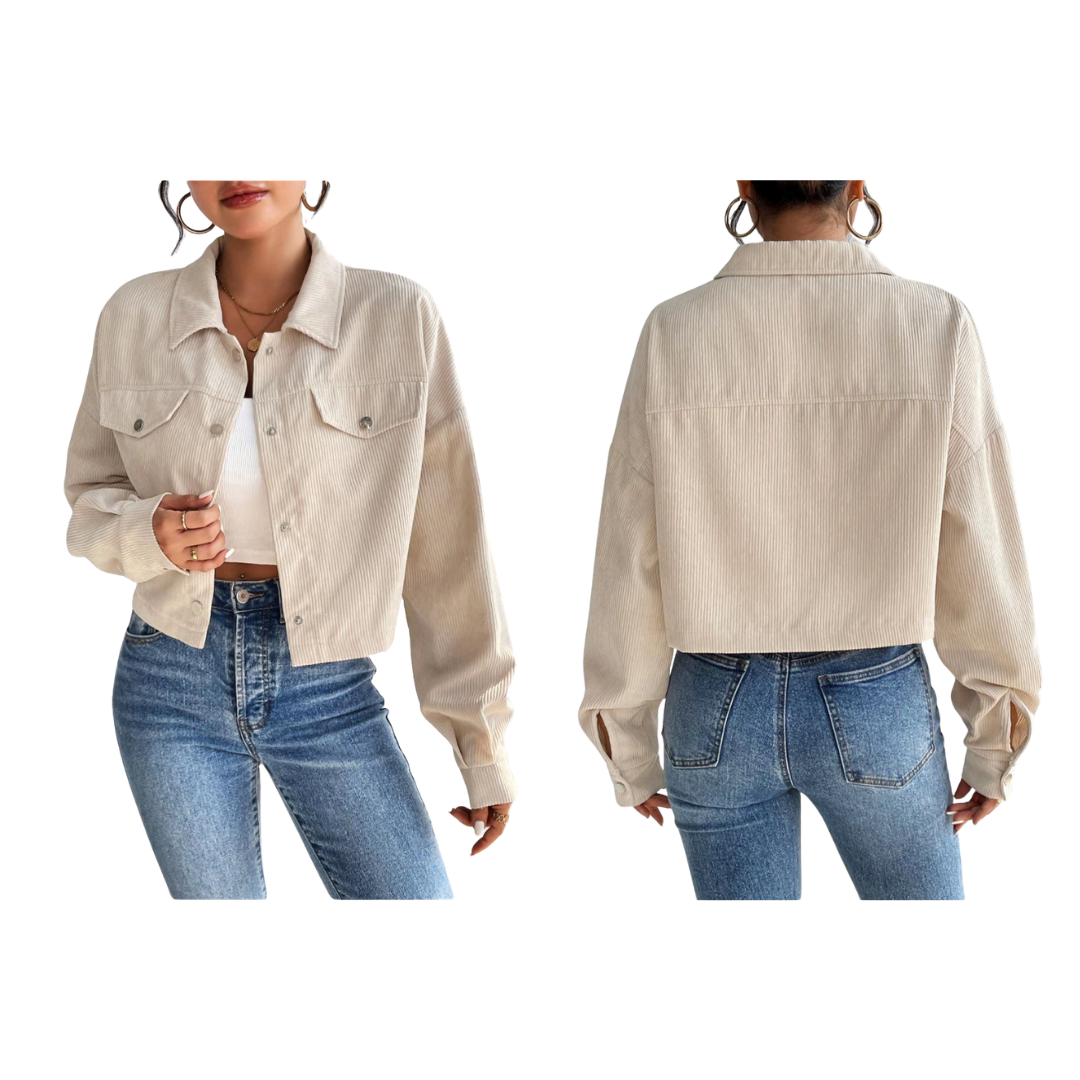 Chaqueta de pana con botones en la parte delantera de mujer