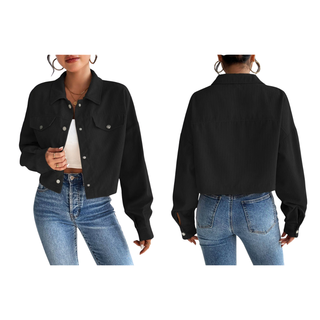 Chaqueta de pana con botones en la parte delantera de mujer