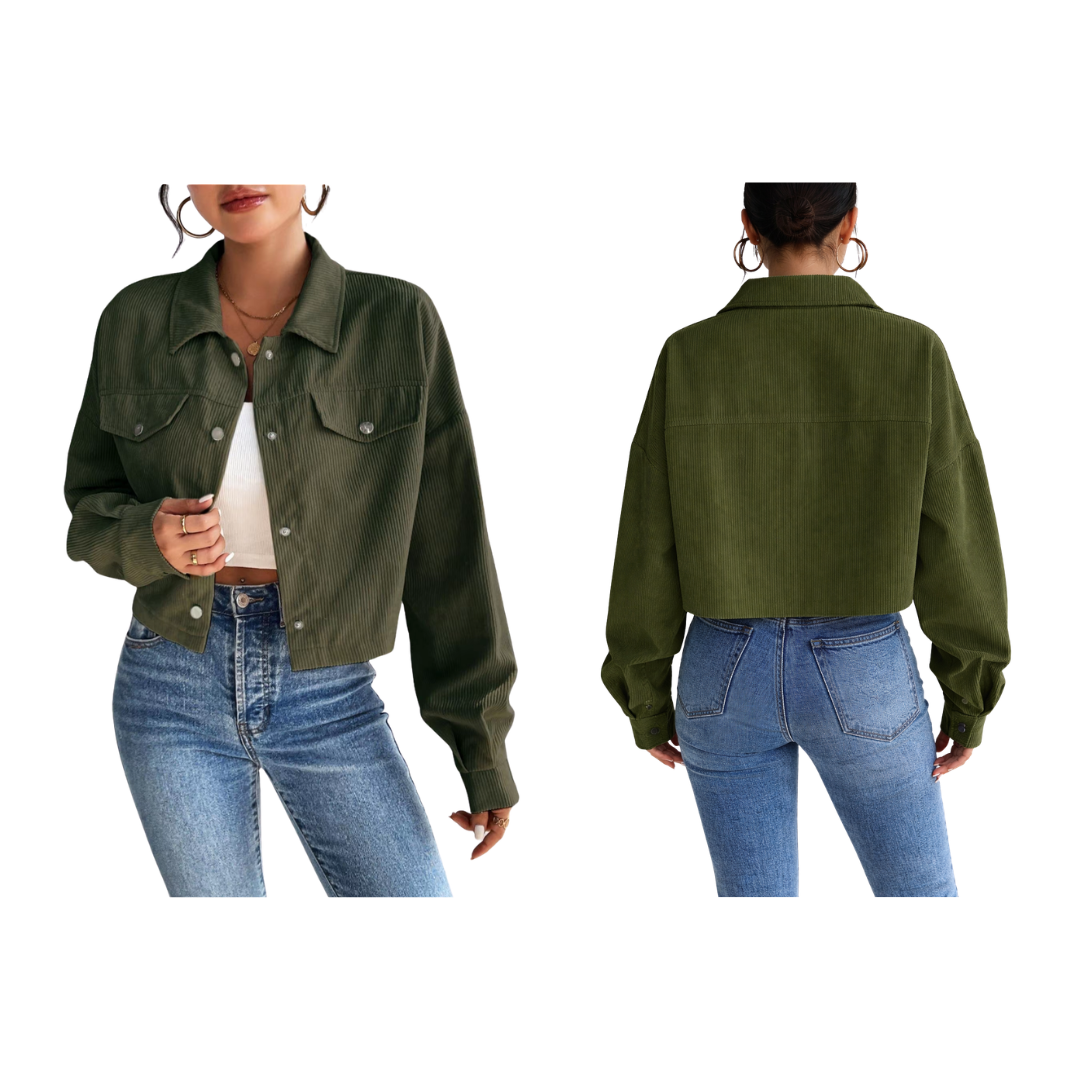 Chaqueta de pana con botones en la parte delantera de mujer