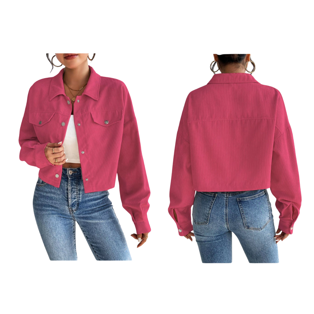 Chaqueta de pana con botones en la parte delantera de mujer