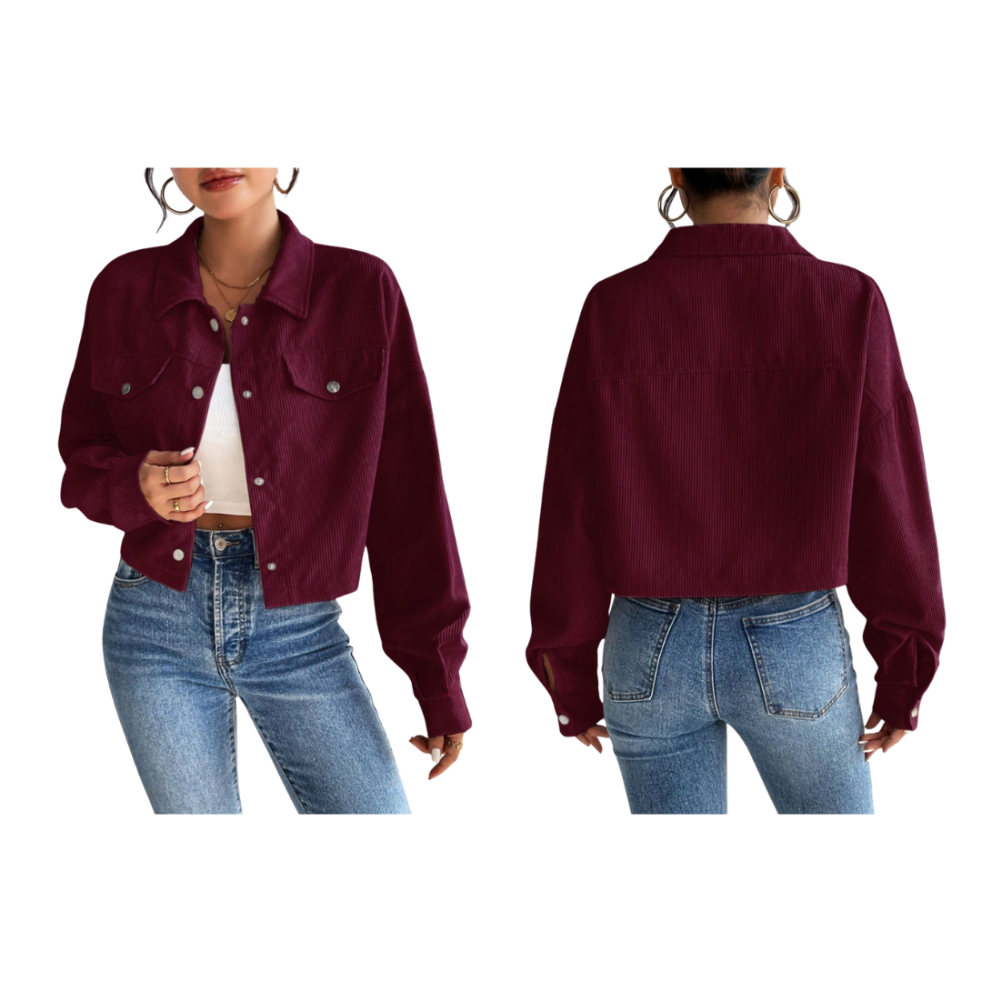 Chaqueta de pana con botones en la parte delantera de mujer