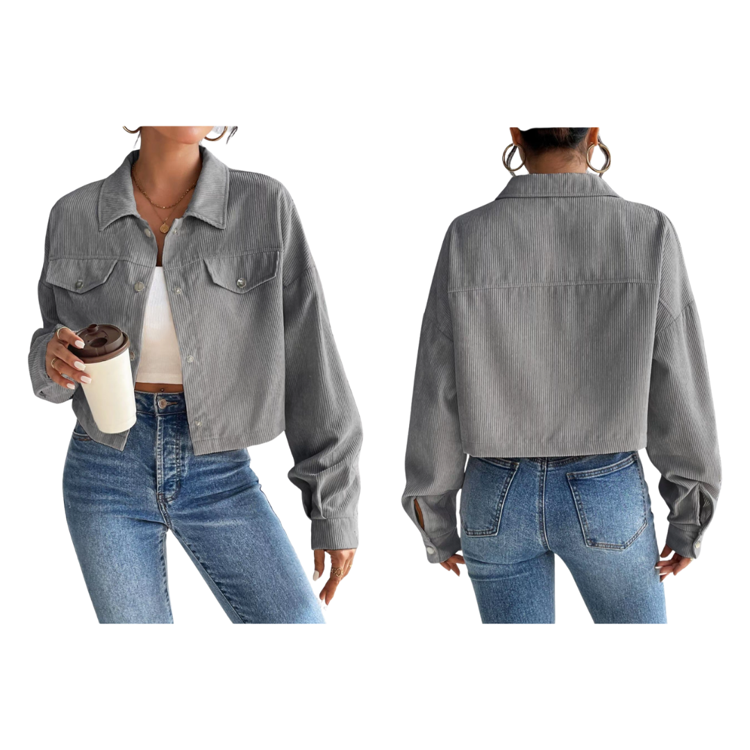 Chaqueta de pana con botones en la parte delantera de mujer