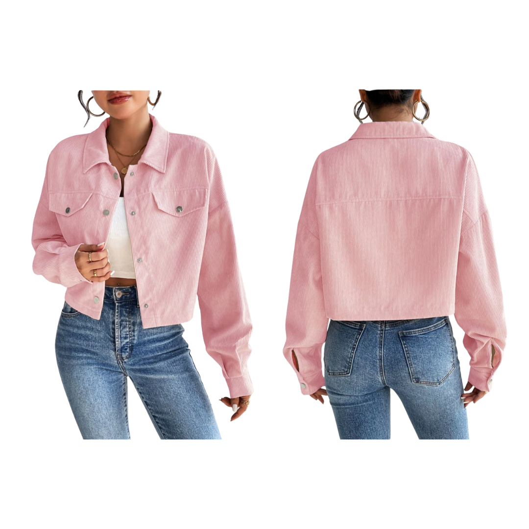 Chaqueta de pana con botones en la parte delantera de mujer