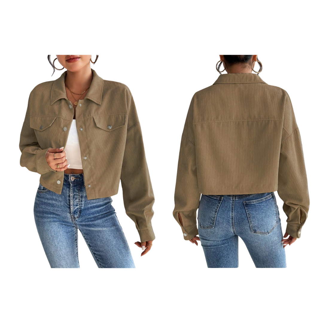 Chaqueta de pana con botones en la parte delantera de mujer