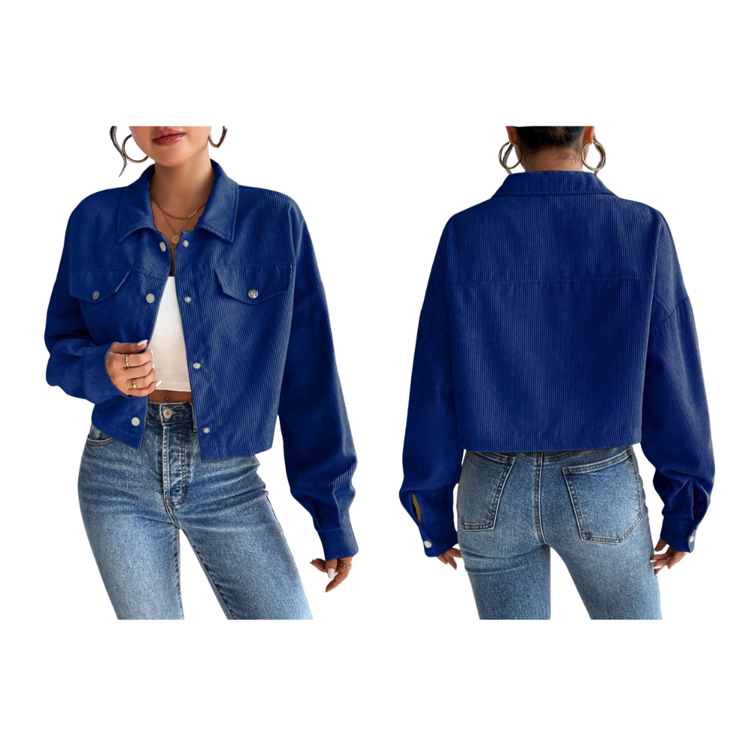 Chaqueta de pana con botones en la parte delantera de mujer