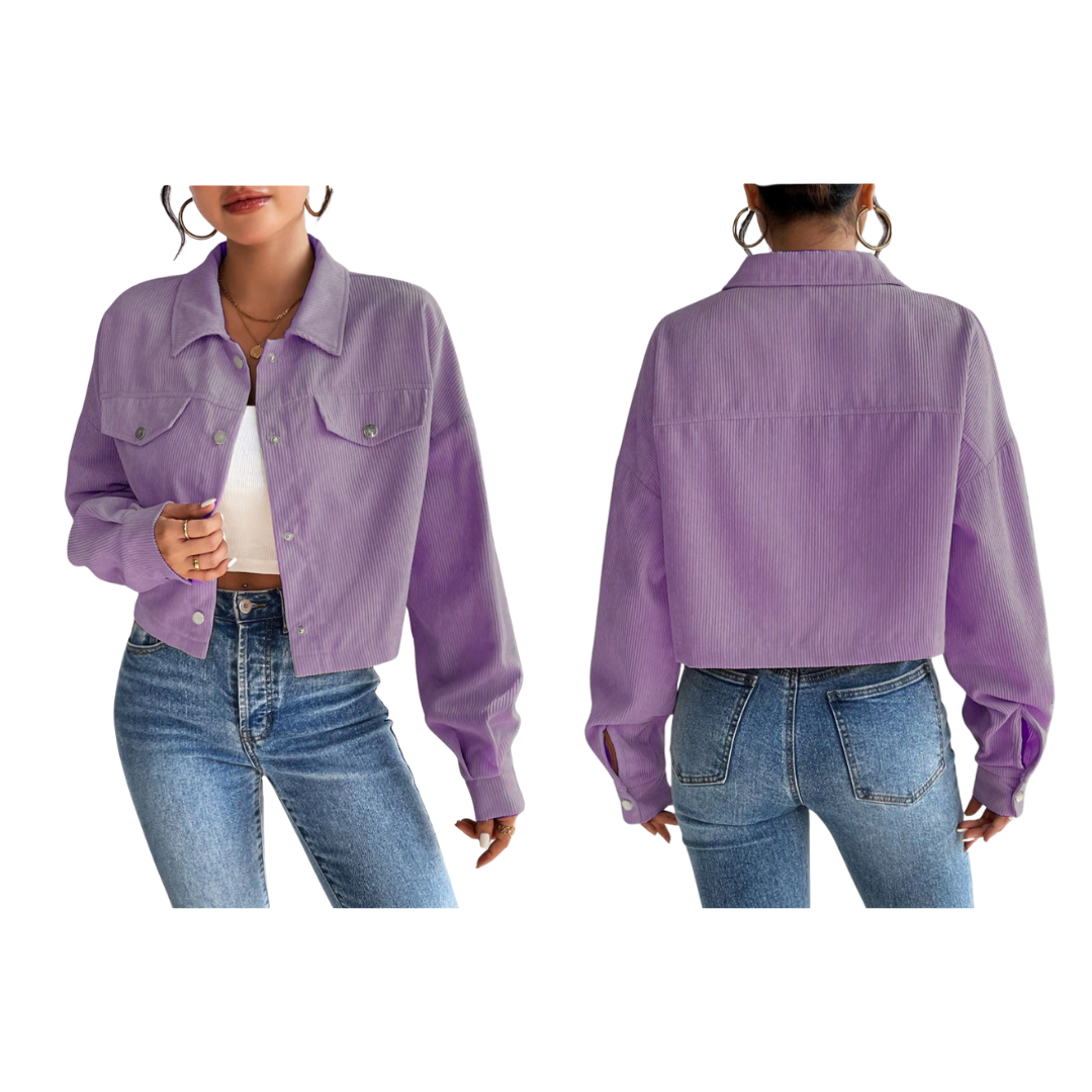 Chaqueta de pana con botones en la parte delantera de mujer